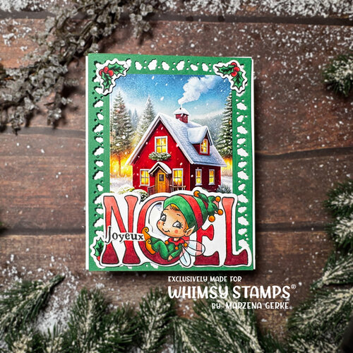 Whimsy Stamps - Dies - Christmas Greetings Fairies Outline 4 Whimsy Stamps - Dies - Christmas Greetings Fairies Outline