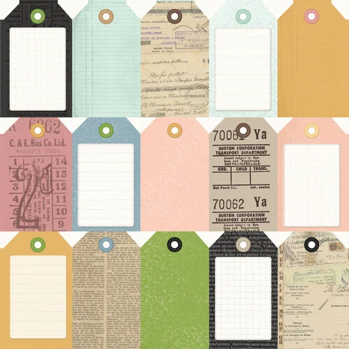 Simple Stories - Simple Vintage Junk Drawer Collection - 12 x 12 Double Sided Paper - Tag Elements 3 Simple Stories - Simple Vintage Junk Drawer Collection - 12 x 12 Double Sided Paper - Tag Elements