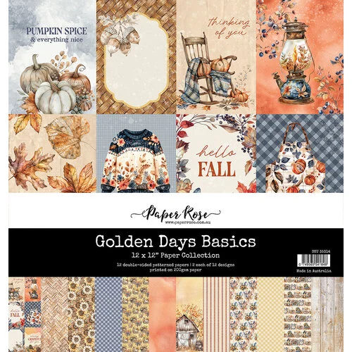 Paper Rose - Golden Days Collection - 12 x 12 Paper Pack - Basics