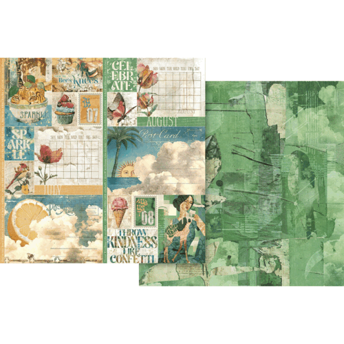 Graphic 45 - Journaling Through Time Collection - 12 x 12 Double Sided Paper - July And August 1 Graphic 45 - Journaling Through Time Collection - 12 x 12 Double Sided Paper - July And August