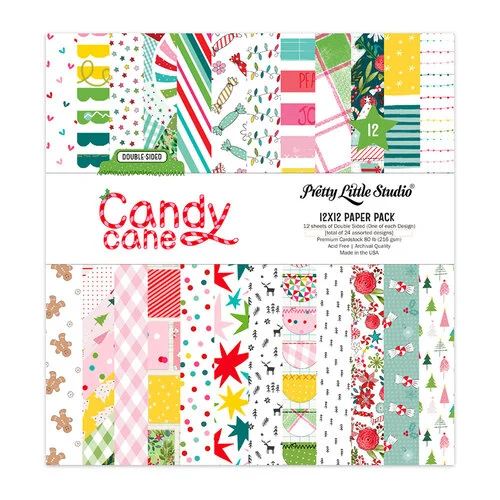 Pretty Little Studio - Candy Cane Collection - Paper Pack - 12 x 12 Double Sided