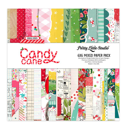 Pretty Little Studio - Candy Cane Collection - Paper Pack - 6 x 6 Single Sided - Mixed