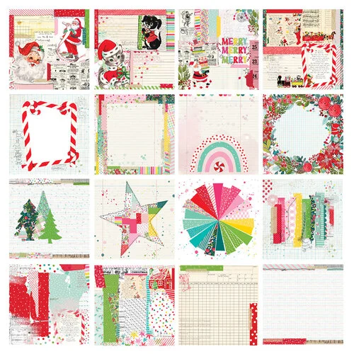 Pretty Little Studio - Candy Cane Collection - Paper Pack - 6 x 6 Single Sided - Mixed