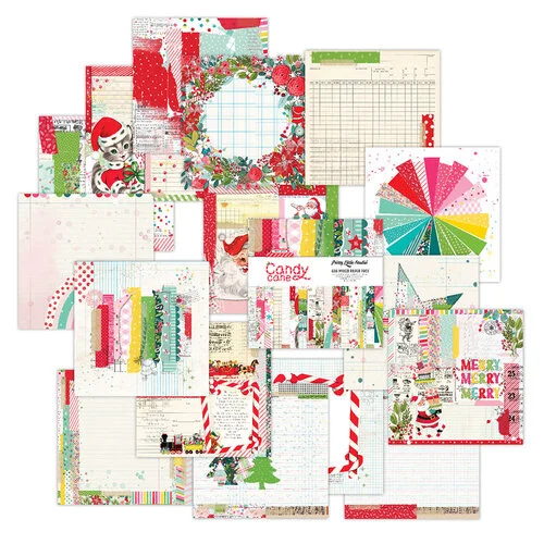 Pretty Little Studio - Candy Cane Collection - Paper Pack - 6 x 6 Single Sided - Mixed
