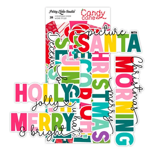 Pretty Little Studio - Candy Cane Collection - Die-Cuts - Christmas Cheer Word Titles