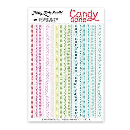 Pretty Little Studio - Candy Cane Collection - Stickers - Gumdrop Stitches - Clear