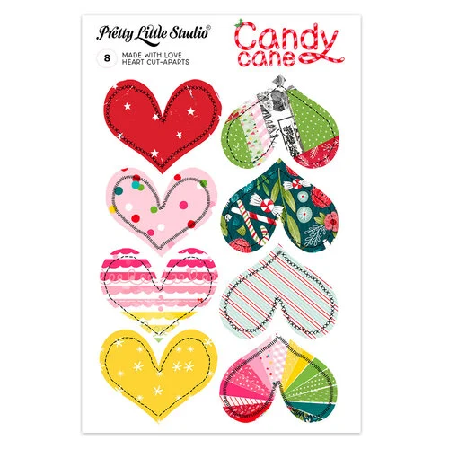 Pretty Little Studio - Candy Cane Collection - Cut-Aparts - Made with Love Hearts