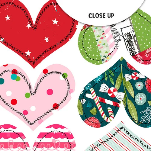 Pretty Little Studio - Candy Cane Collection - Cut-Aparts - Made with Love Hearts