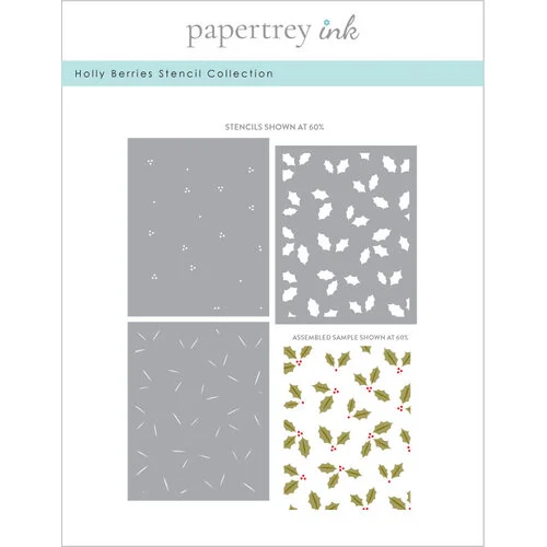 Papertrey Ink - Stencils - 3 In 1 Set - Holly Berries