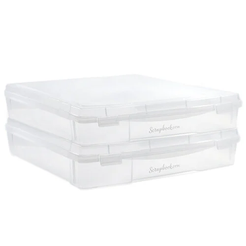 Scrapbook.com - Clear Craft Storage Box - 12x12 - 2 Pack