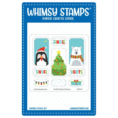 Whimsy Stamps - Layering Stencils - Terrific Tickets Christmas
