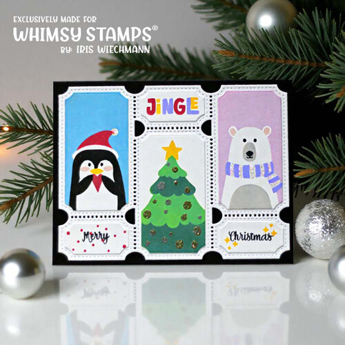 Whimsy Stamps - Layering Stencils - Terrific Tickets Christmas