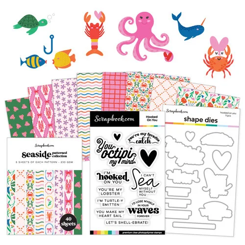Scrapbook.com - Coastal Charm Bundle - Dies, Paper, and Stamps
