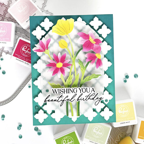 Pinkfresh Studio - Delicate Details Collection - Stencils - Wildflower Elegance
