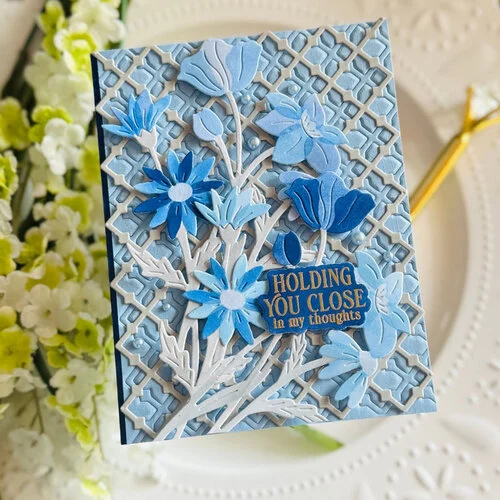 Pinkfresh Studio - Delicate Details Collection - Stencils - Wildflower Elegance