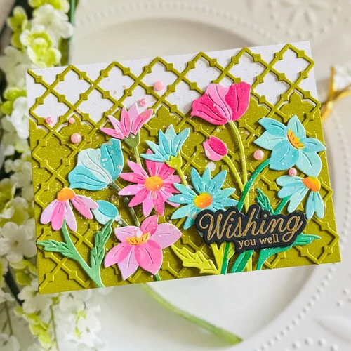 Pinkfresh Studio - Delicate Details Collection - Stencils - Wildflower Elegance