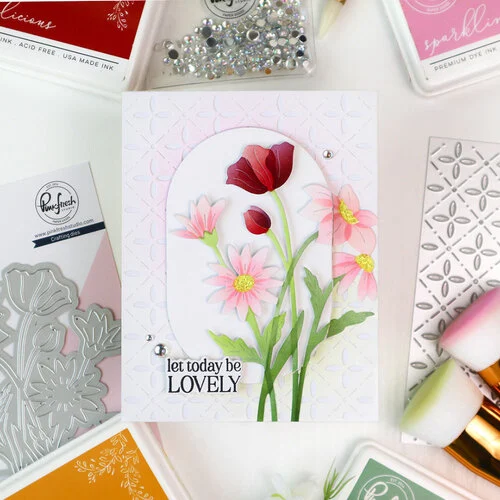 Pinkfresh Studio - Delicate Details Collection - Stencils - Wildflower Elegance