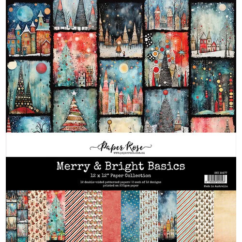 Paper Rose - Merry And Bright Collection - 12 x 12 Paper Pack - Basics 1 Paper Rose - Merry And Bright Collection - 12 x 12 Paper Pack - Basics