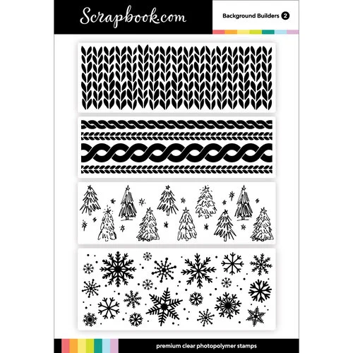 Scrapbook.com - Clear Photopolymer Stamp Set - Background Builders 2 - Sweaters, Holiday Trees and Snowflakes