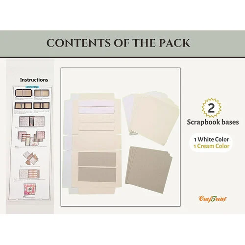 CrafTreat - Scrapbook Blanks - Precut Album Base - Basic 6 x 6 - White And Ivory