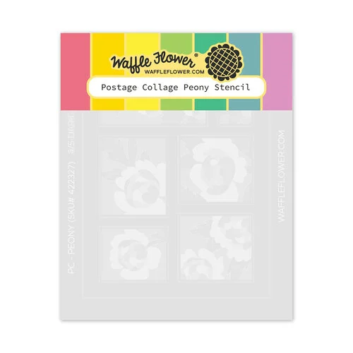 Waffle Flower Crafts - Postage Collage Collection - Stencils - Peony 1 Waffle Flower Crafts - Postage Collage Collection - Stencils - Peony