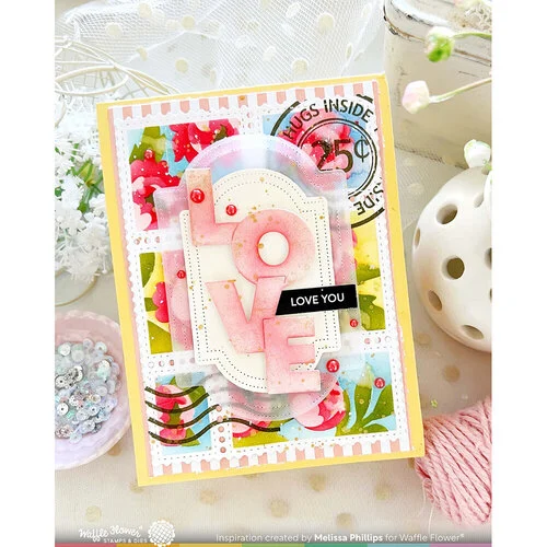 Waffle Flower Crafts - Postage Collage Collection - Stencils - Peony 11 Waffle Flower Crafts - Postage Collage Collection - Stencils - Peony