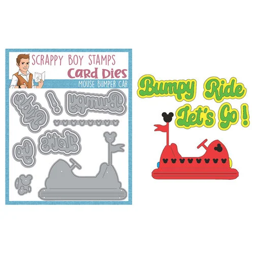 Scrappy Boy Stamps - Dies - Mouse Bumper Car 1 Scrappy Boy Stamps - Dies - Mouse Bumper Car