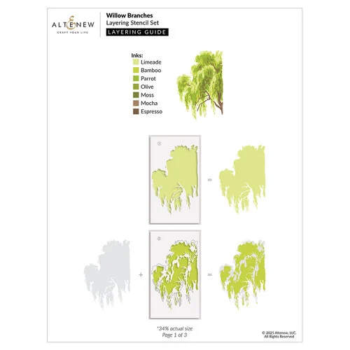 Altenew - Layering Stencils - 6 in 1 Set - Willow Branches