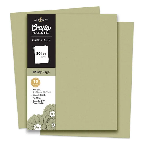 Altenew - Crafty Necessities Collection - 8.5 x 11 Cardstock Pack - Misty Sage - 10 Sheets
