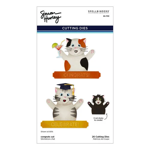Spellbinders - Simon Hurley - Sending Hugs Collection - Etched Dies - Congrats Cat 1 Spellbinders - Simon Hurley - Sending Hugs Collection - Etched Dies - Congrats Cat