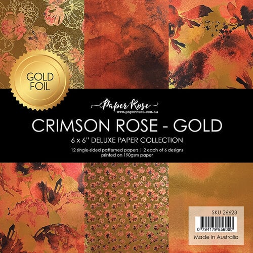 Paper Rose - 6 x 6 Collection Pack - Crimson Rose - Gold 1 Paper Rose - 6 x 6 Collection Pack - Crimson Rose - Gold