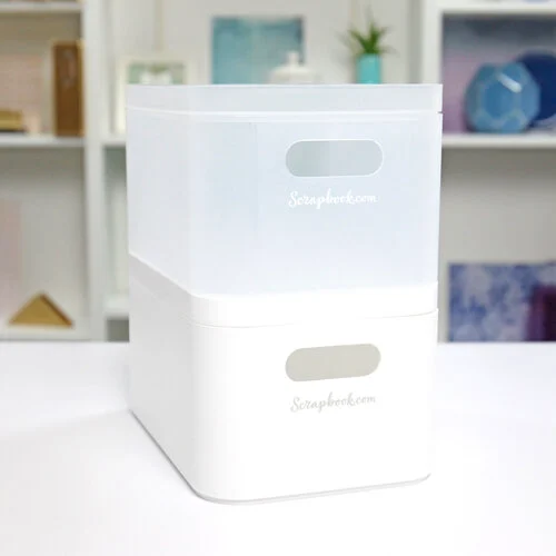 Scrapbook.com - Storage Bin with Lid - Frost 3 Scrapbook.com - Storage Bin with Lid - Frost