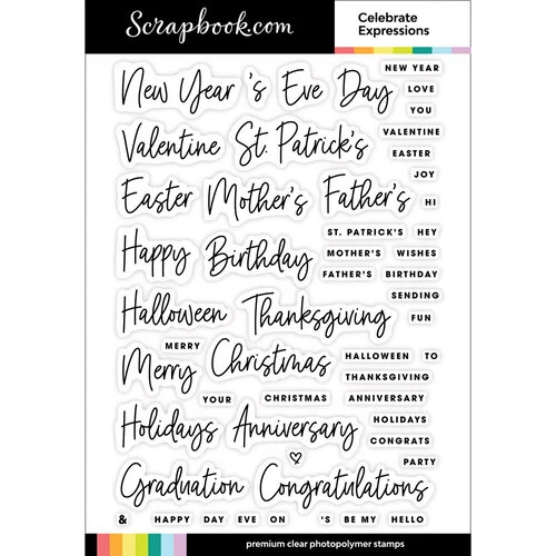 Scrapbook.com - Clear Photopolymer Stamp Set - Celebrate Expressions 1 Scrapbook.com - Clear Photopolymer Stamp Set - Celebrate Expressions