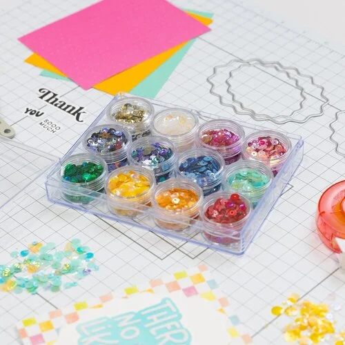 Scrapbook.com - Embellishment Jars - 24 Pieces with Storage Cases - Large and Mini Bundle