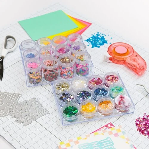 Scrapbook.com - Embellishment Jars - 24 Pieces with Storage Cases - Large and Mini Bundle
