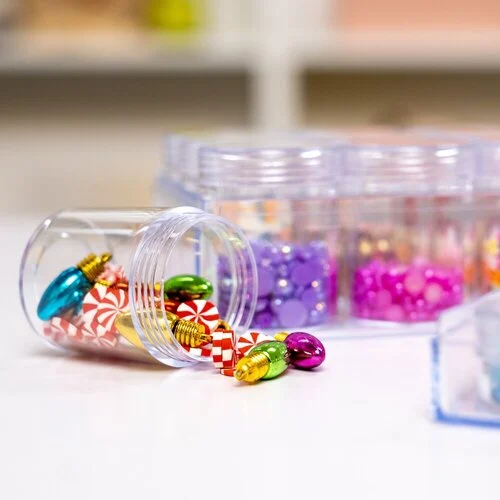 Scrapbook.com - Embellishment Jars - 24 Pieces with Storage Cases - Large and Mini Bundle