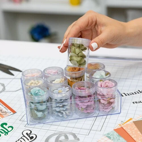Scrapbook.com - Embellishment Jars - 24 Pieces with Storage Cases - Large and Mini Bundle