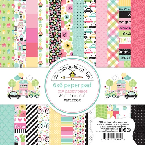 Doodlebug Design - My Happy Place Collection - 6 x 6 Paper Pad 1 Doodlebug Design - My Happy Place Collection - 6 x 6 Paper Pad