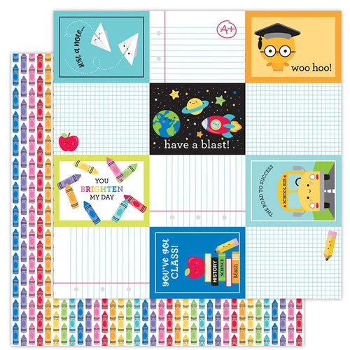 Doodlebug Design - School Days - 12 x 12 Double Sided Paper - Color Me Happy 1 Doodlebug Design - School Days - 12 x 12 Double Sided Paper - Color Me Happy