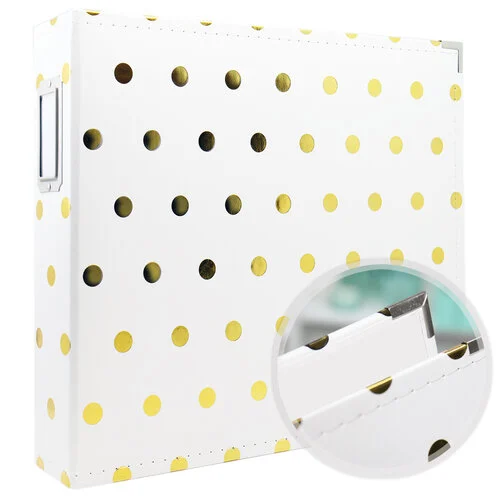 Scrapbook.com - 12x12 Three Ring Album - White with Gold Foil Dots 2 Scrapbook.com - 12x12 Three Ring Album - White with Gold Foil Dots