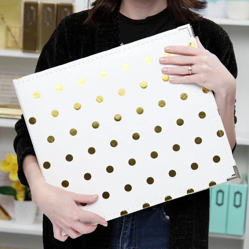 Scrapbook.com - 12x12 Three Ring Album - White with Gold Foil Dots 3 Scrapbook.com - 12x12 Three Ring Album - White with Gold Foil Dots