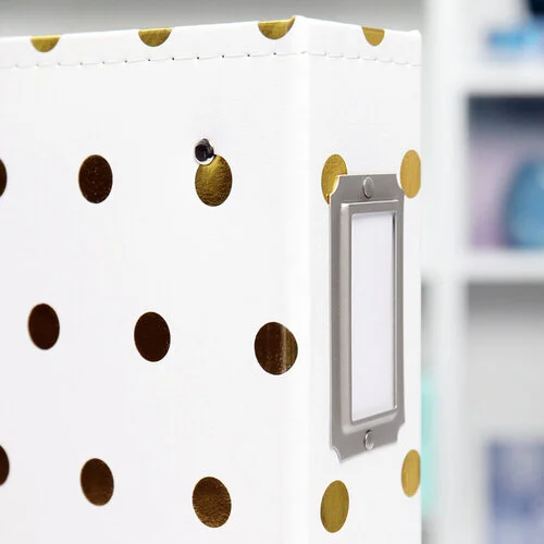 Scrapbook.com - 12x12 Three Ring Album - White with Gold Foil Dots 5 Scrapbook.com - 12x12 Three Ring Album - White with Gold Foil Dots
