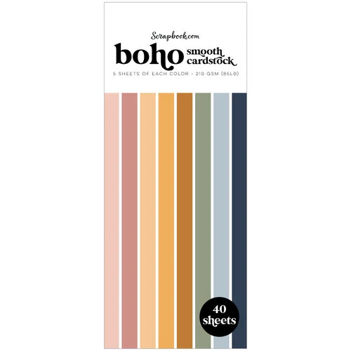 Scrapbook.com - Boho - Smooth Cardstock Paper Pad - Double Sided - 3.5 x 8.5 - 40 Sheets