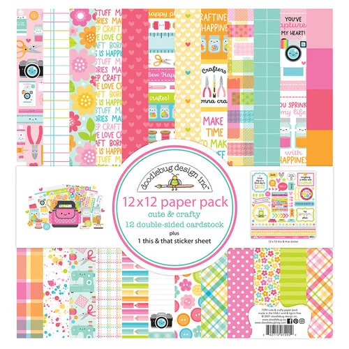Doodlebug Design - Cute and Crafty Collection - 12 x 12 Paper Pack 1 Doodlebug Design - Cute and Crafty Collection - 12 x 12 Paper Pack