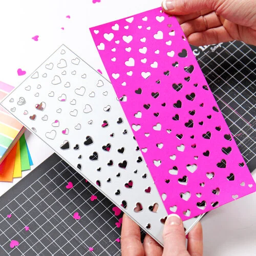 Scrapbook.com - Decorative Die - Slimline - Scattered Hearts