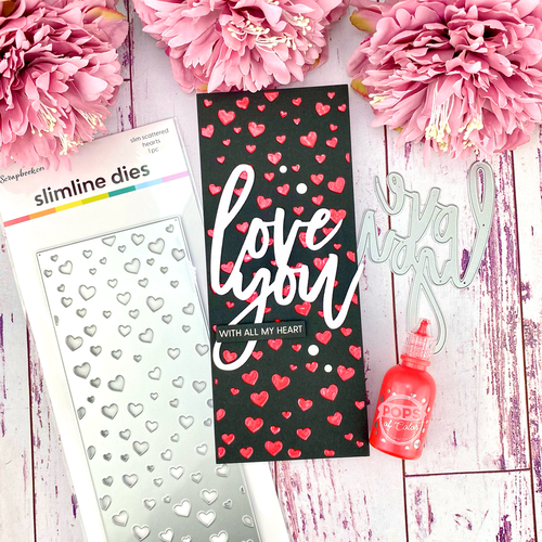 Scrapbook.com - Decorative Die - Slimline - Scattered Hearts