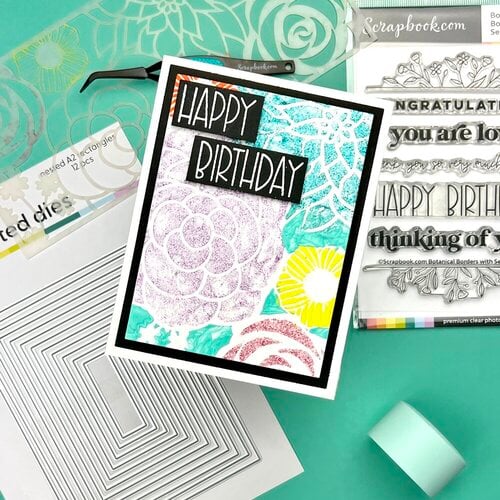 Scrapbook.com - Clear Photopolymer Stamp Set - Botanical Borders with Sentiments 10 Scrapbook.com - Clear Photopolymer Stamp Set - Botanical Borders with Sentiments