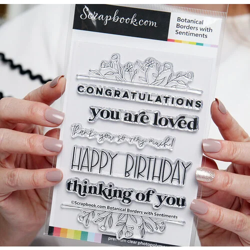 Scrapbook.com - Clear Photopolymer Stamp Set - Botanical Borders with Sentiments