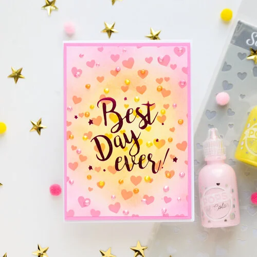 Scrapbook.com - Stencils - Scattered Hearts - 6x8