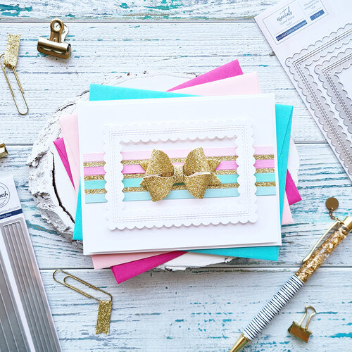 Pinkfresh Studio - Essentials Collection - Dies - Stitched Scallop Rectangles 3 Pinkfresh Studio - Essentials Collection - Dies - Stitched Scallop Rectangles